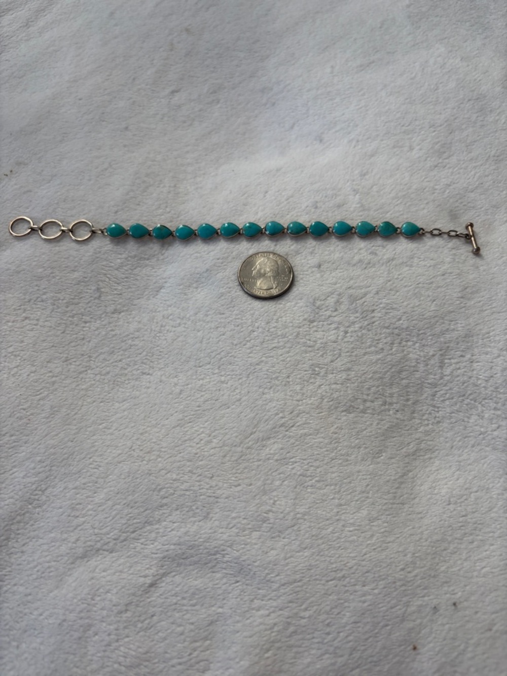 925 stamped Turquoise Teardrop Link Bracelet - Women Jewelry